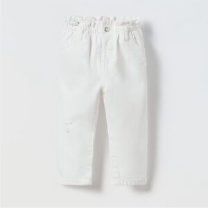 Zara Paperbag White Jeans